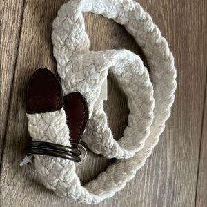 Braided Cream Belt with Brown Leather Details